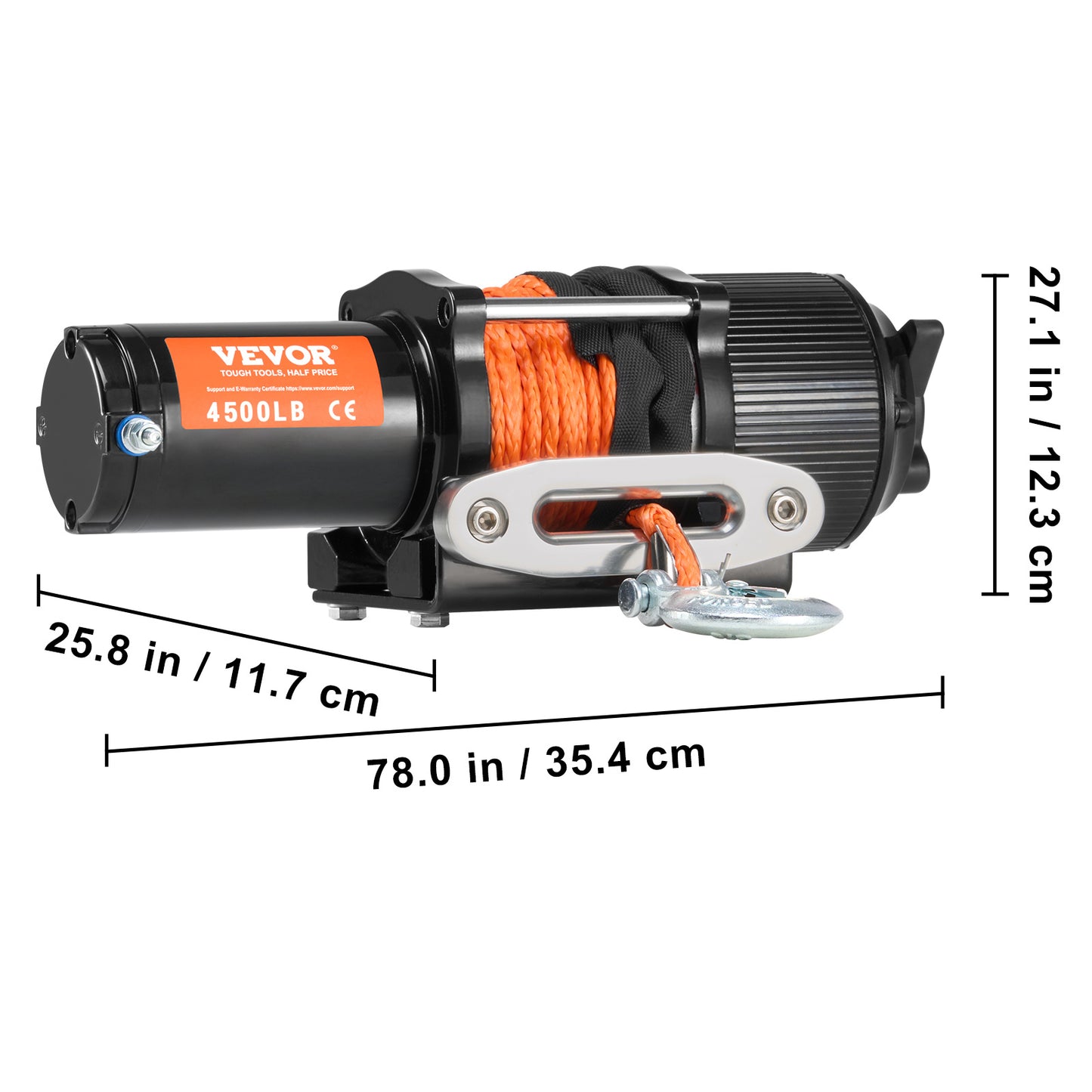 Elektrische Lier – Winch – Takel – Trekmachine – Verrijdbare Lier – 4500 lbs Trekkracht – IP55 Waterdicht – Draadloze & Bekabelde Afstandsbediening – Zwart