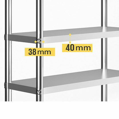 Keukenrek – Opbergrek – Gootsteenkast Organizer – Keukentrolley – Keukenorganizer – RVS Staal – 4 Niveaus – Max. 50 kg Draagvermogen
