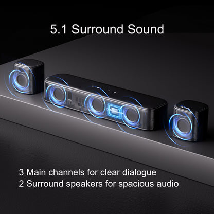 Soundbar – Home Cinema Geluidssysteem – Surround Speakers – Subwoofer – Draadloos – 5.1-Kanaals – 250W Piekvermogen – App Bedienbaar