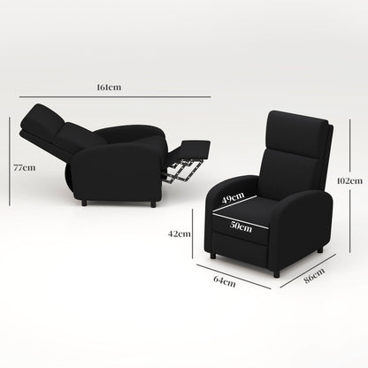 Relaxfauteuil – Verstelbare Fauteuil – Relaxstoel – Ruststoel – Zwart – Verstelbare Rugleuning Tot 160° – Ingebouwde Voetensteun