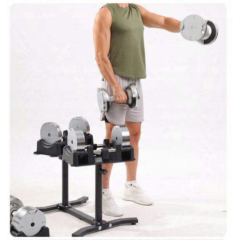 Halterschijfhouder – Schijvenstandaard – Halterrek – Dumbbell Standaard – Gewichthouder – Verstelbaar 49-65 cm – Stalen Constructie – Compact 71x54 cm