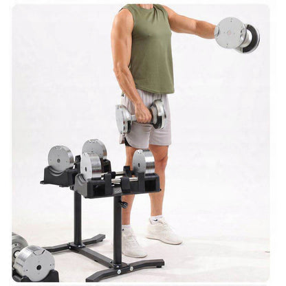 Halterschijfhouder – Schijvenstandaard – Halterrek – Dumbbell Standaard – Gewichthouder – Verstelbaar 49-65 cm – Stalen Constructie – Compact 71x54 cm