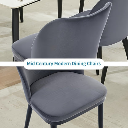 Set of 2 Modern White & Black Fabric Dining Chairs with Padded Seats & Legs - Heavy-Duty Bohemian Style Kitchen Table Chairs, Easy-Clean Upholstery for Home, Restaurant, Cafe (White/Black, Frame), Mid Century Modern, Space Sa