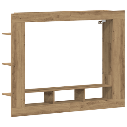 Houten TV-standaard – TV-meubel – Media Console – TV-kast – Tv-rek – Stevig hardhout – Ruimtebesparend design 152x22x113 cm
