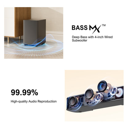 Soundbar – Surround Sound Systeem – Home Cinema Speaker – Draadloze Luidspreker – Subwoofer – 7.1 Kanaals – 330W Piekvermogen – App Bediening