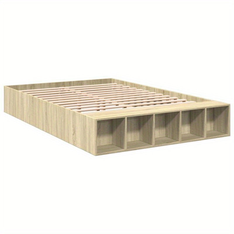 Bedframe Queen Size – Bedframe Met Opbergruimte – Platformbed – Slaapbank – Tweepersoonsbed – Sonoma Eiken – Ruimtebesparend Ontwerp – Stevige Houten Constructie