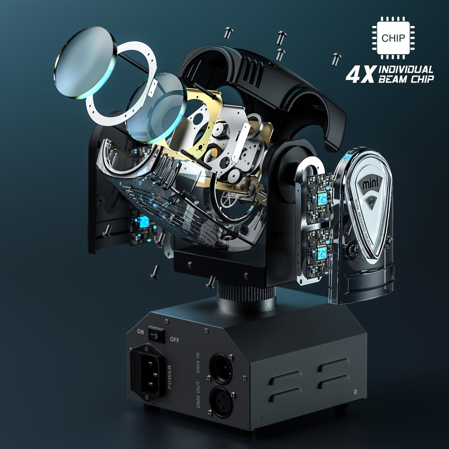 Moving Head Verlichting – LED Moving Head – Podiumverlichting – DJ Verlichting – Discolamp – 2x 100W RGBW LED – DMX Stelbaar – Gobo Effecten