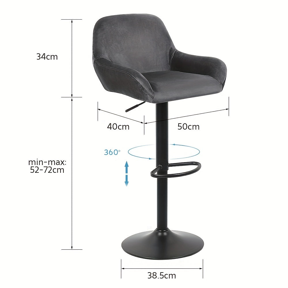 Barstoel – Barkruk – Barstoelen – Keukenstoel – Zithoekstoel – Set van 2 – 360° Draaibaar – Verstelbare Zithoogte 86-106 cm – Fluwelen Bekleding – Zwart Metalen Frame