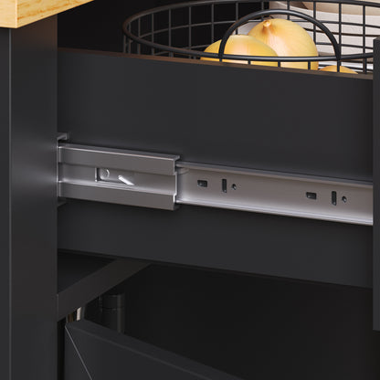 Keukeneiland op Wielen – Serveerwagen – Werktafel – Buffetkast – Opbergmeubel – Wit – Met Glazen Deuren – 5 Zwenkwielen Met Remmen – Verstelbare Planken en Lade