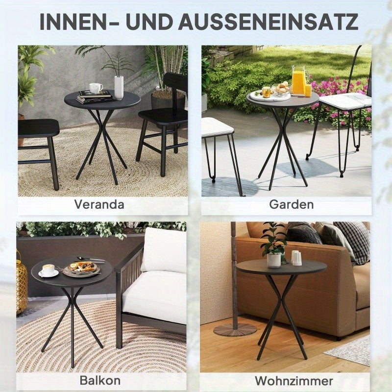 Ronde Buiten Tafel – Tuin Tafel – Balkon Tafel – Camping Tafel – Patio Tafel – Weerbestendig – Stevig Met Gemakkelijk Schoon Te Maken Blad