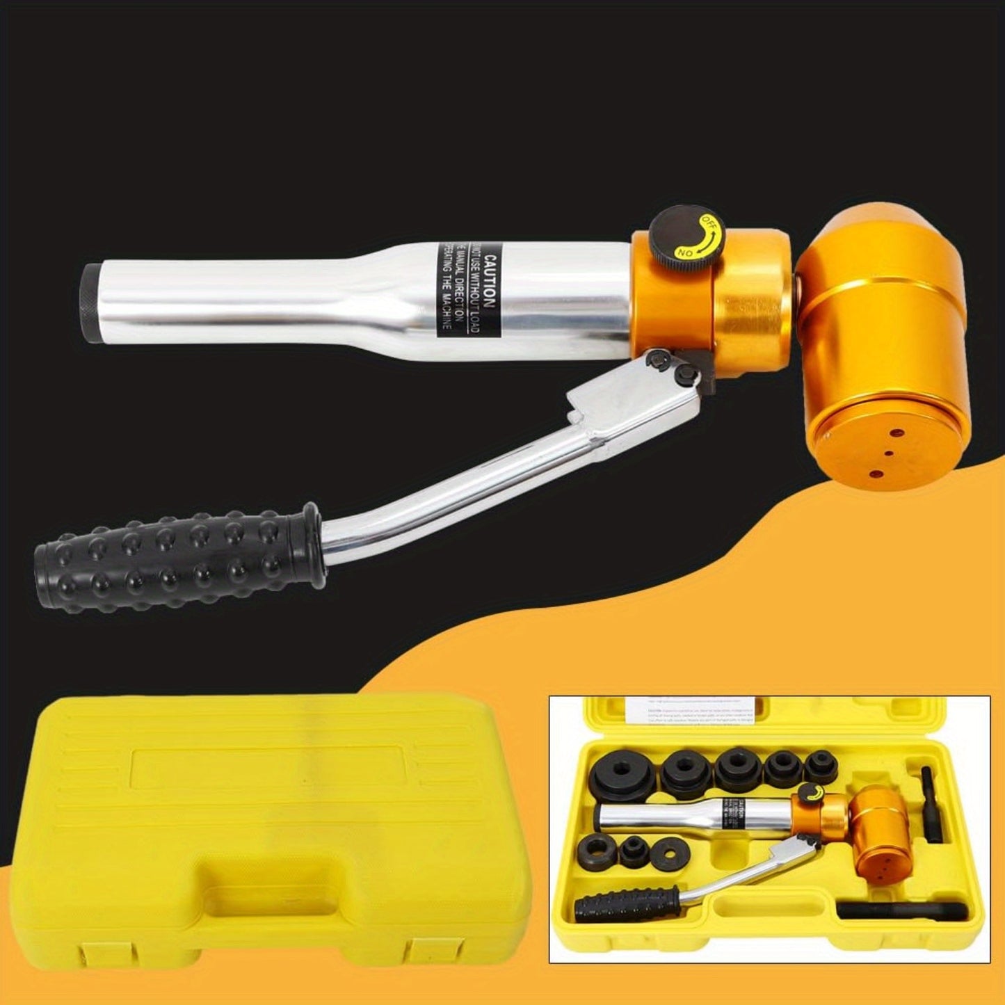Hydraulische Handstans – Metaalpen – Staalplatenstans – Buispons – Gatpons – 6 Stansmaten 22,5-60,8 mm – 90 kN Handmatige Kracht Zonder Elektriciteit