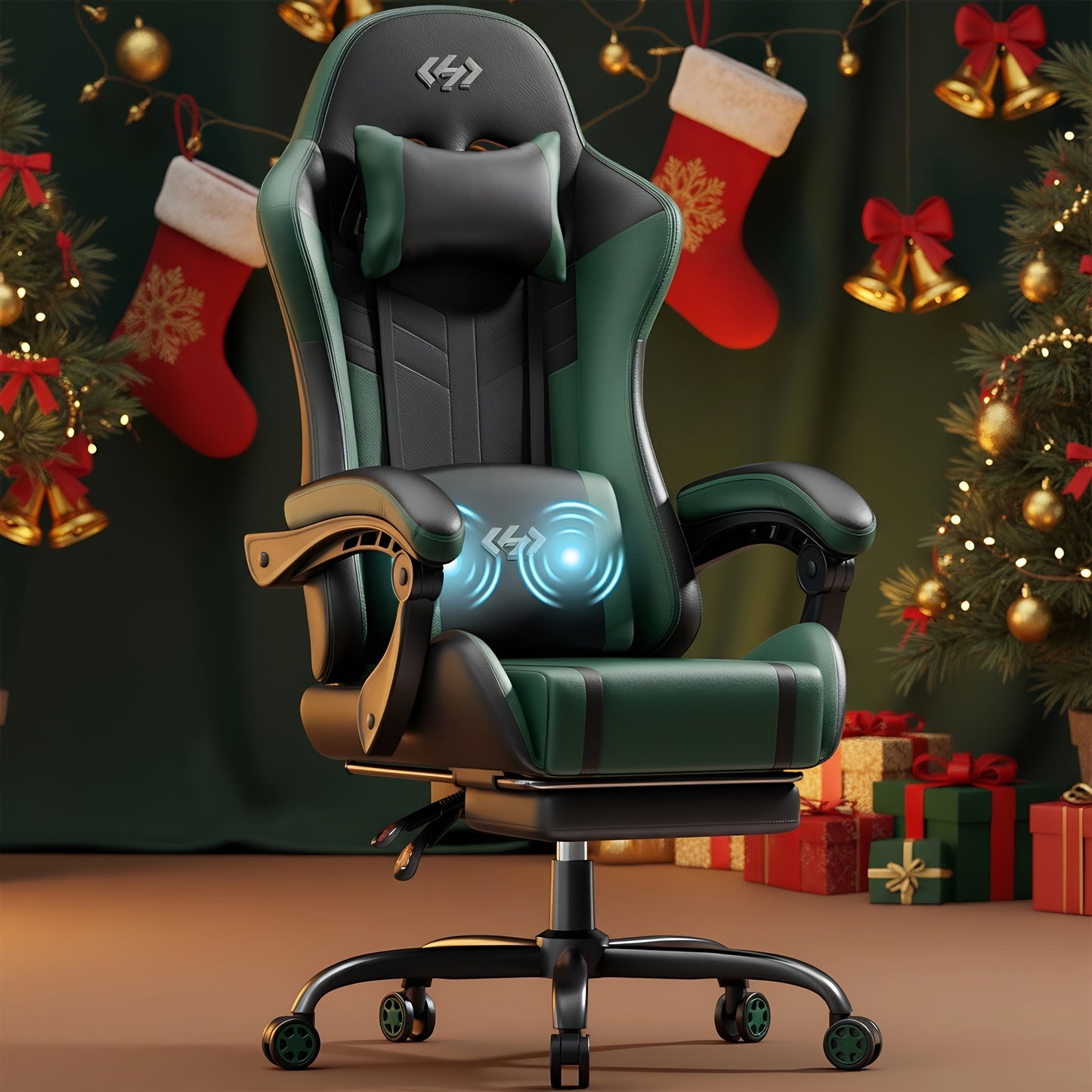 Ergonomische Gamingstoel – Bureaustoel – Gamestoel – Computerstoel – Stoel voor Volwassenen – Massagefunctie Lendensteun – Verstelbare Hoogte en Rugleuning – Memory Foam – 130 kg Draagvermogen – Wit/Rood
