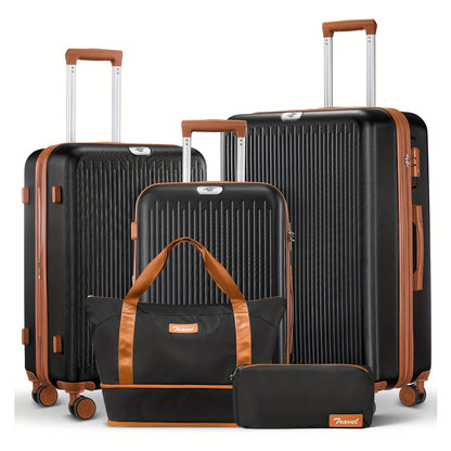 Hardshell Kofferset – Reiskoffer – Bagage – Trolley – Koffer Met Combinatieslot – 20", 24", 28" – 4 Stil Roterende Wielen – Uitschuifbare Trekstang – Zwart & Bruin
