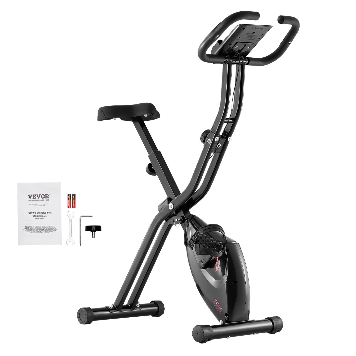 3-in-1 Hometrainer – Fitnessfiets – Indoor Bike – Stationaire Fiets – Opvouwbare Fiets – Zwart-Oranje – Verstelbaar Zadel – Magnetische Weerstand
