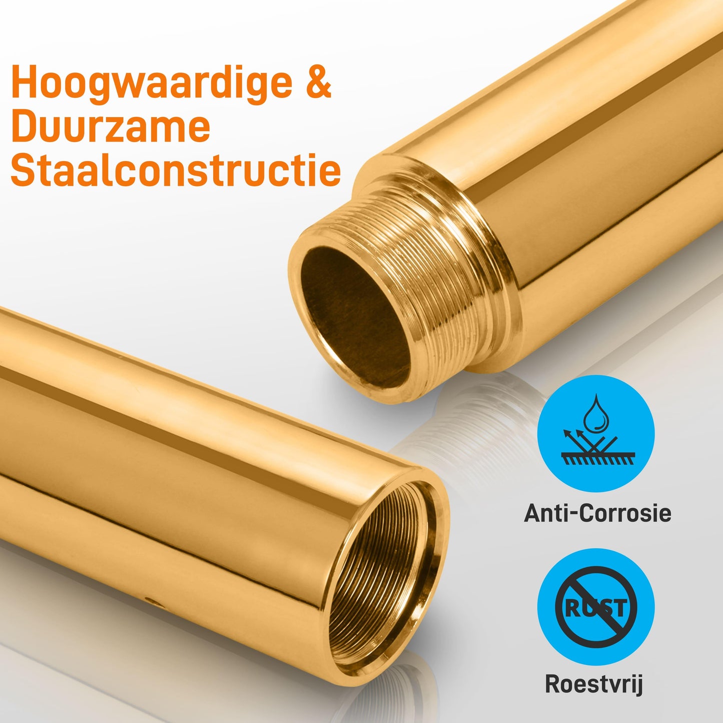 Danspaal – Pole Dance Paal – Standaard Danspaal – Fitnesspaal – Draaibare Paal – Verstelbare Hoogte 203-274 cm – Gouden Roestvrij Staal