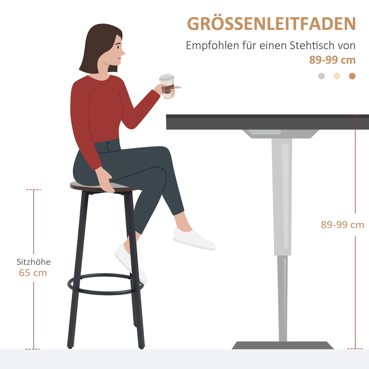 Barkrukken – Barstoelen – Krukken – Hoge Stoelen – Industrieel Design – Rustic Brown Zitting – Zwart Metalen Frame – Comfortabele Voetensteun – 42x42x65 cm – Set Van 2