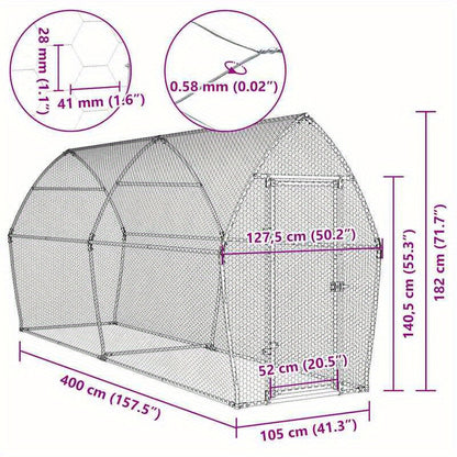 Dierenkooi – Konijnenhok – Knaagdierkooi – Kleine Dierenren – Huisdierenkooi – Metalen Frame – 400x105x182 cm – Weerbestendig – Veilig Slot