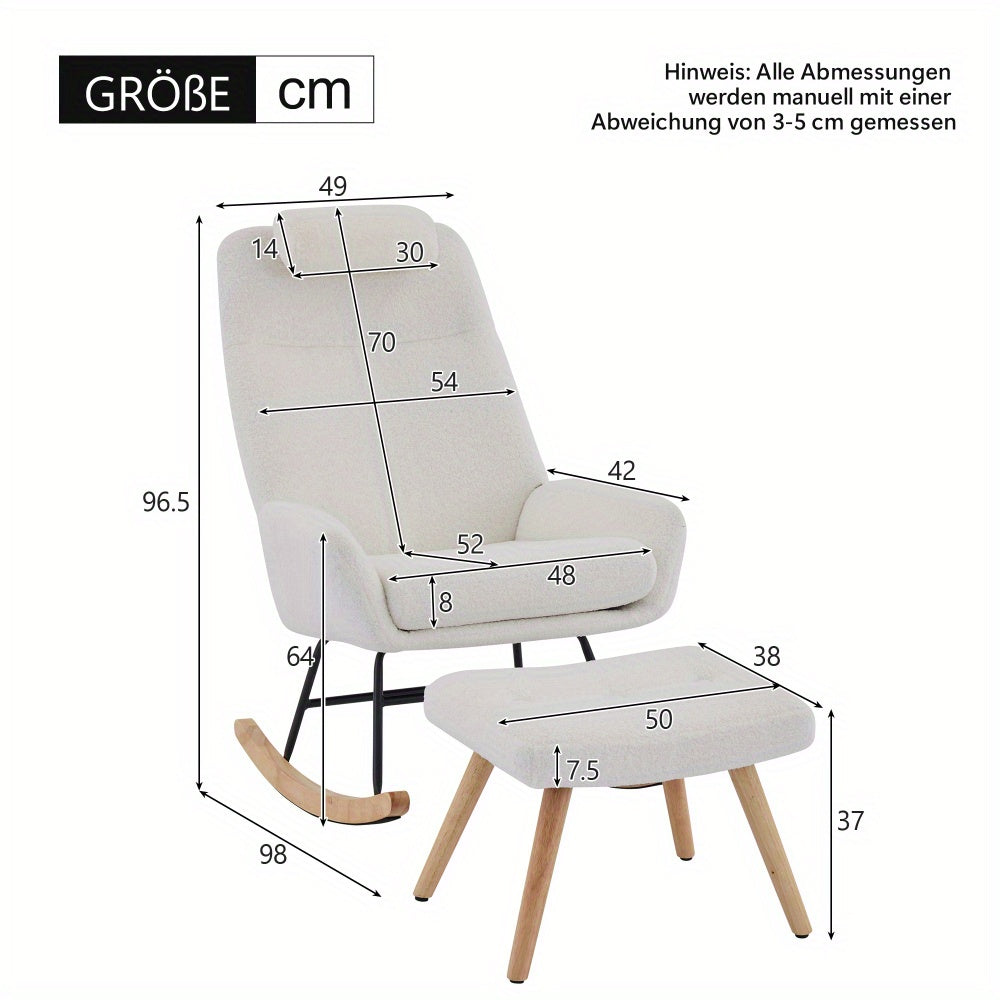 Schommelstoel – Relaxstoel – Fauteuil – Loungestoel – Woonkamerstoel – Teddy Velvet Bekleding – Geïnjecteerd IJzeren Frame Met Rubberen Poten