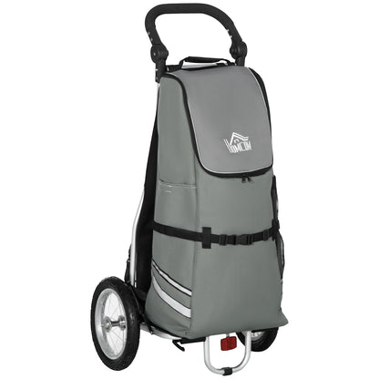 Fietskar – Fietsaanhanger – Winkelwagen – Aanhangwagen – Bolderwagen – Aluminium Frame – Waterafstotende Oxford Tas – Opvouwbaar – Max 24,3 kg – 53x43x110 cm – Grijs/Zilver