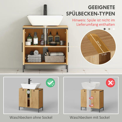 Modern Bathroom Vanity Cabinet with 2 Doors - Freestanding Bathroom Storage Unit, Adjustable Shelf, Space-Saving Bathroom Organizer, No Pedestal Needed, Easy Assembly, for Bathroom or Kitchen - Oak Bathroom Cabinet, Bathroom