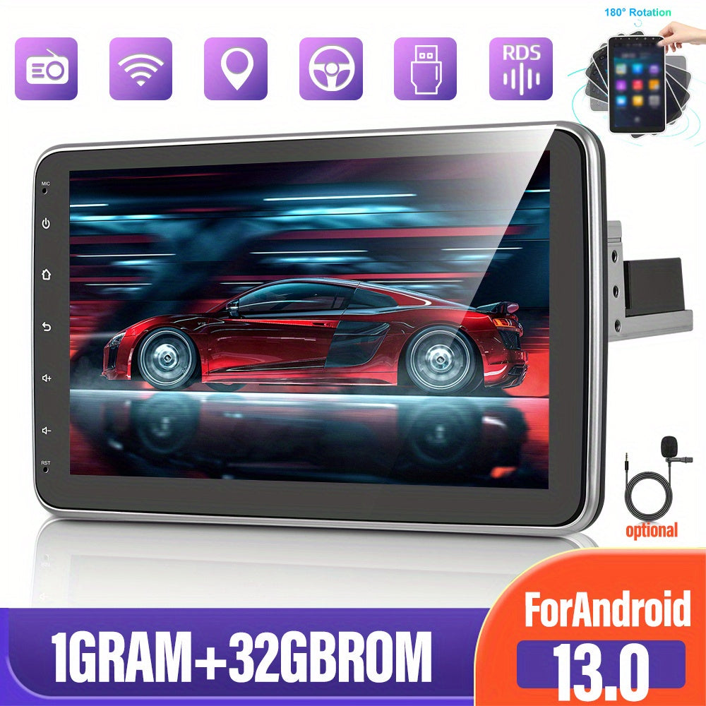 Autoradio Android – Autostereo – 1Din Multimedia – Navigatiesysteem – Car Audio – 10,1 Inch HD Scherm – 180° Draaibaar – Android 15 Met GPS & Spiegel Link