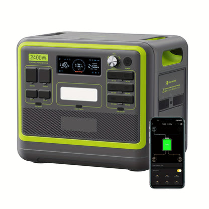 Zonne-Energiegenerator – Powerstation – Mobiele Stroomvoorziening – Draagbare Generator – LiFePO4 Batterij – 2400W AC Uitgangen – Snelladen
