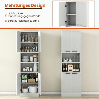 Keukenkast – Opbergkast – Buffetkast – Bovenkast – Onderkast – 190 cm Hoog – Lichtgrijs Mat Houtnerf