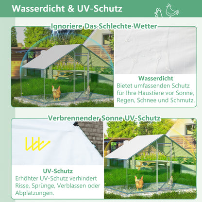 Kippenren – Hokken – Kooien – Buitenruimte – Ren Voor Dieren – 3x2x2 m – Waterdichte PE Stof – Stabiel Metaalframe Met Veiligheidsluiting