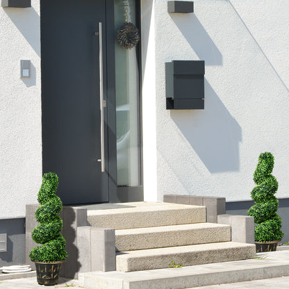 Kunstplanten Spiraalvormige Buxus – Kunstboom – Nepplant – Decoratieplant – Groen – Set van 2 – 90 cm Hoog – Inclusief Potten – Onderhoudsvrij