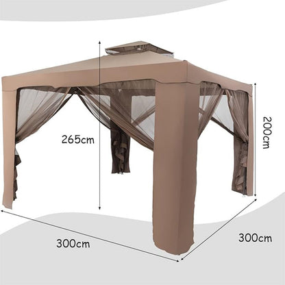 Partytent – Gazebo – Tuintent – Paviljoen – Feesttent – 3x3 Meter – Met 4 Zijdes Muggennet – Ventilatieraampje