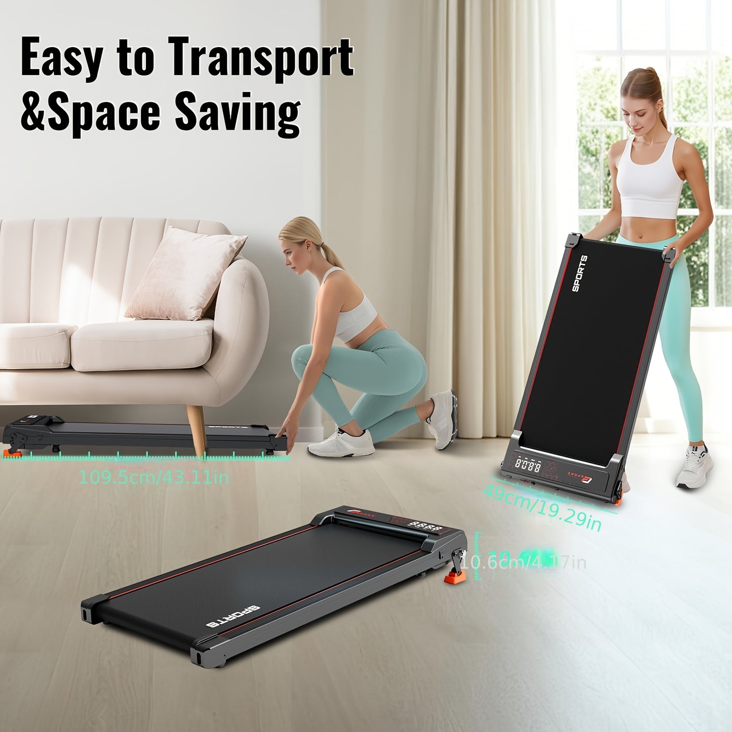 Loopband – Wandelband – Hardloopband – Walking Pad – Treadmill – 7% Helling – Stille 2,25PK Motor – Opvouwbaar, Compact & Draagbaar