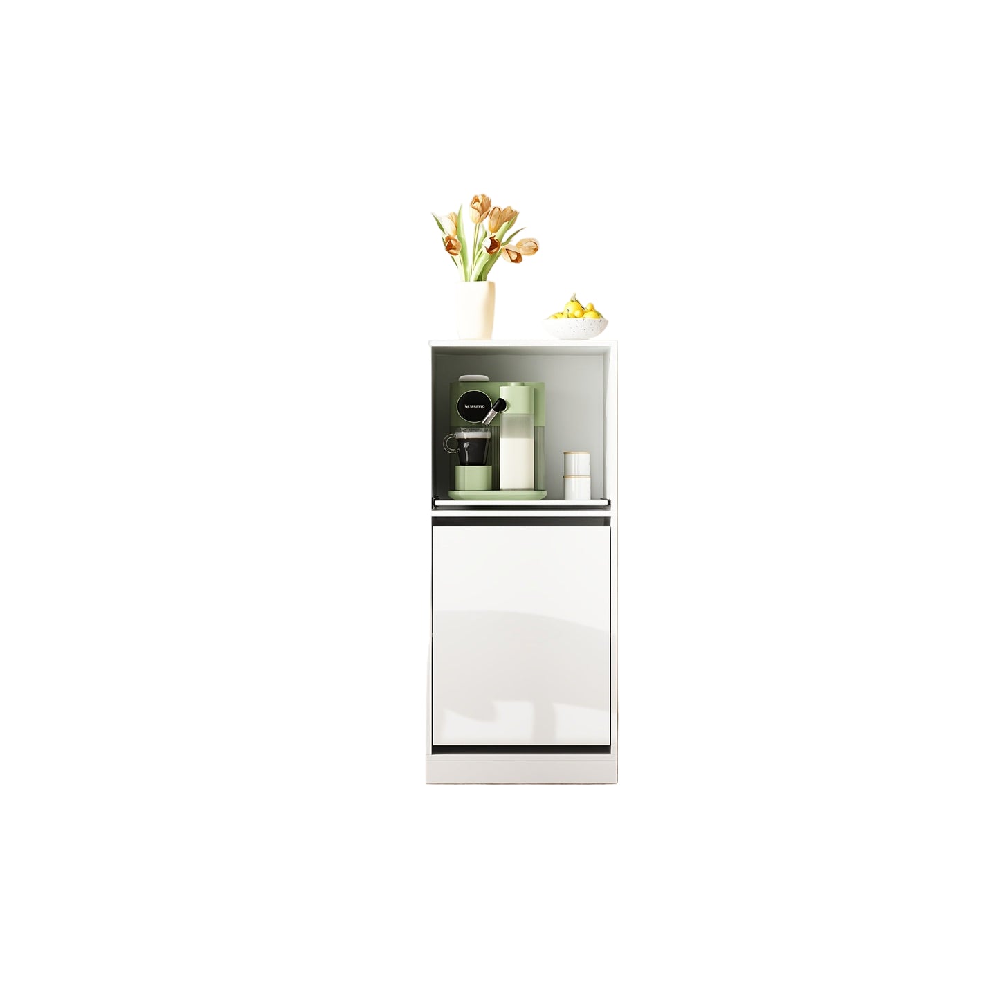 Kast – Opbergkast – Dressoir – Garderobekast – Meubel – Wit MDF – Uitschuifbare Lade – Compact 50 cm Breed