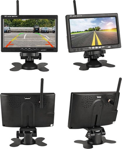 Achteruitrijcamera PRO Draadloos - Parkeersensoren - Vrachtwagens - Bussen - Bestelwagens - 2 Camera's - 12/24V - Nachtzicht