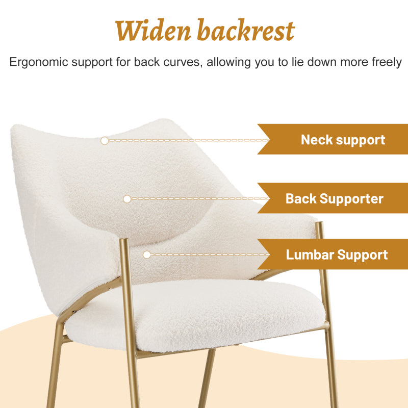Lounge Stoelen – Eetkamerstoelen – Fauteuils – Kuipstoelen – Relaxstoelen – Set Van 2 Beige Sherpa – Pluche Lammy Stof – Dikke Comfortabele Kussens