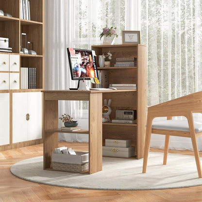 Bureau – Computertafel – Werkplek – Schrijftafel – Computerbureau – Met 6 Opbergvakken – Zijplank Links of Rechts – 122x56x122 cm – MDF & Spaanplaat