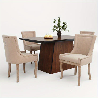 Eettafelset – Eethoek – Keukentafel Set – Zitgroep – Eetkamermeubel – MDF Tafelblad – Metalen Frame – Ruime 138,5x80 cm Tafel – Beige Fluwelen Stoelen