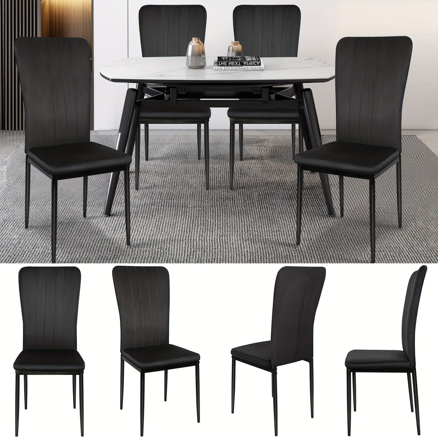 Eetkamerstoel – Kuipstoel – Stoel – Keukenstoel – Bistrostoel – Set Van 4 – Velvet Bekleding – Gebogen Rugleuning Met Verticale Strepen