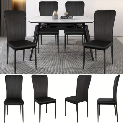 Set Of 4 Velvet Upholstered Dining Chairs with Curved Backrest and Vertical Stripes Design, Modern Comfortable Side Chairs for Dining Room, Kitchen, Cafe, Chair For Dining Room, Booth Seating