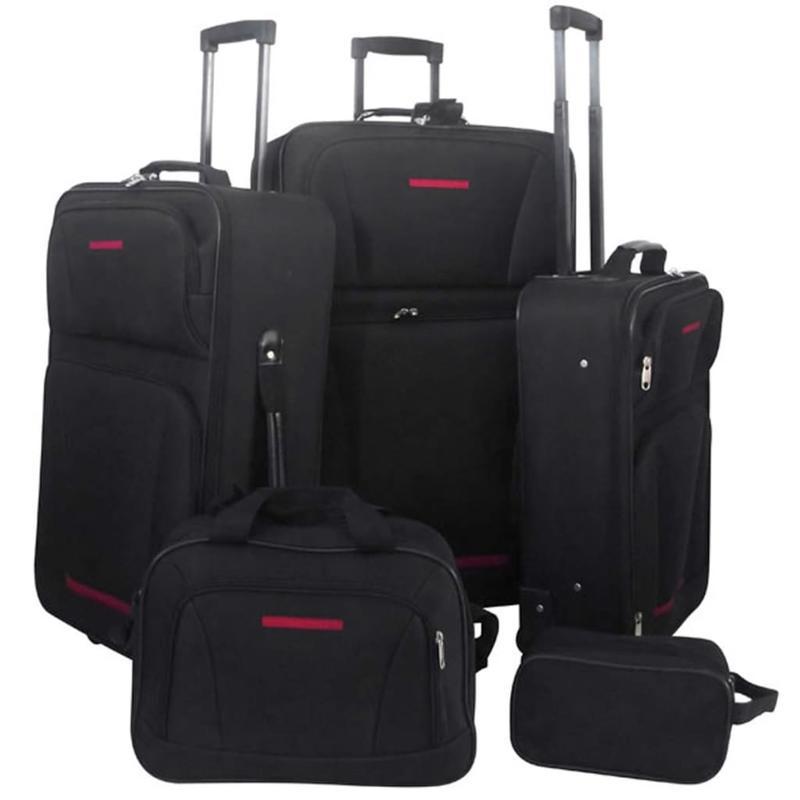 Kofferset – Reiskoffers – Reisbagage – Trolley – Bagage – 5-delig – ABS+PC Hardcase – 360° Spinnerwielen – Zwart
