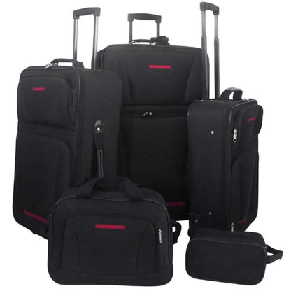 Kofferset – Reiskoffers – Reisbagage – Trolley – Bagage – 5-delig – ABS+PC Hardcase – 360° Spinnerwielen – Zwart
