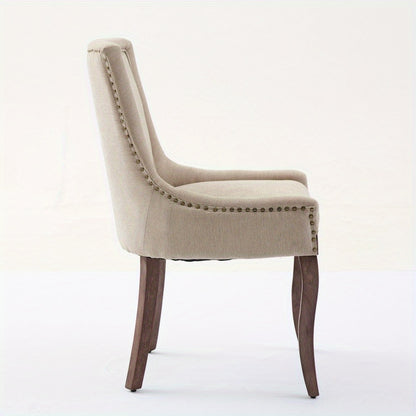 Eetkamerstoel – Stoel – Dining Chair – Side Chair – Beige Stoel – Dik Gevoerd – Houten Poten