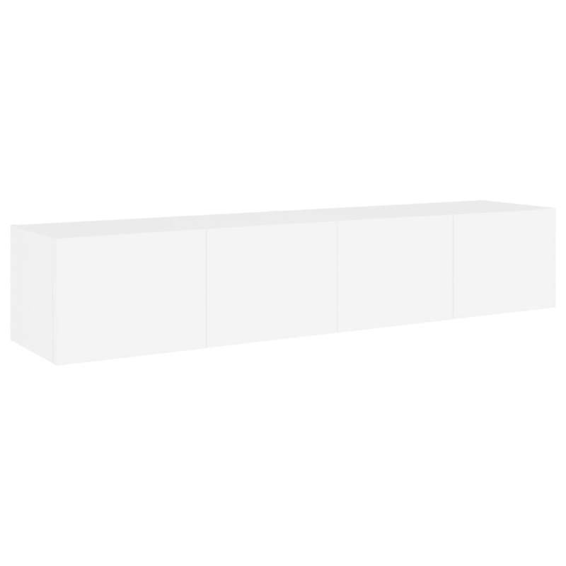 Wandkast TV – Wandschap – Opbergkast – Mediarek – Muurkast – Set Wit – MDF Duurzaam – 80x35x31 cm