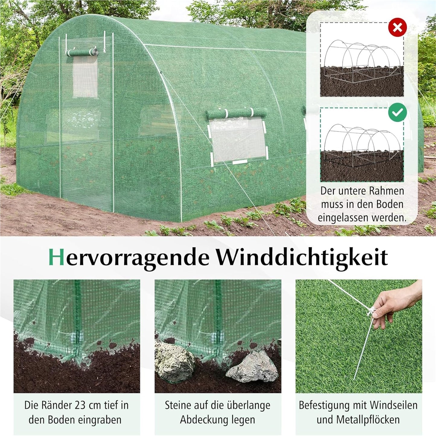 Kassen – Tuinkas – Groentetuin Kas – Serre – Plantentunnel – 4x3x2m – Metalen Frame & 6 Inklapbare Ramen