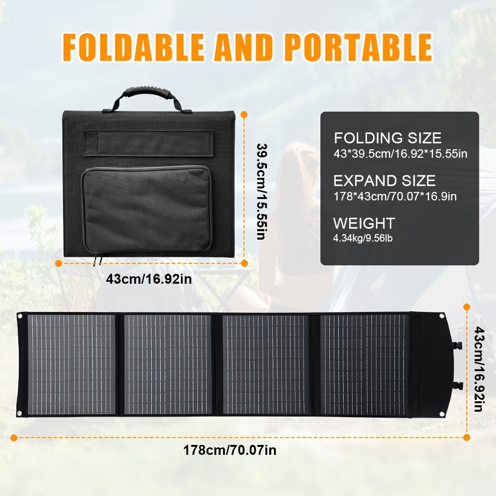 Opvouwbaar Monokristallijn Zonnepaneel – Draagbaar Zonnecelpaneel – Campingpaneel – USB Zonnepaneel – 150W Vermogen – Compact Lichtgewicht - QUORE