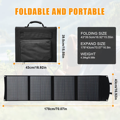 Opvouwbaar Monokristallijn Zonnepaneel – Draagbaar Zonnecelpaneel – Campingpaneel – USB Zonnepaneel – 150W Vermogen – Compact Lichtgewicht - QUORE