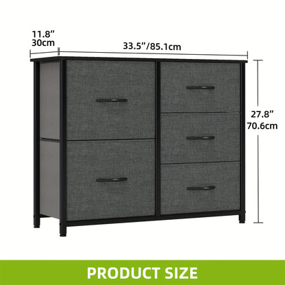 Ladekast – Opbergkast – Ladeblok – Stoffen Ladenkast – Kledingkast – Zwart – Stevig Stalen Frame – Houten Bovenblad