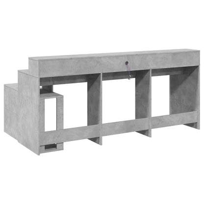 Bureau – Werkplek Desk – Laptoptafel – Computertafel – Schrijftafel – Betongrijs – RGB LED Verlichting – Duurzaam Behandeld Hout