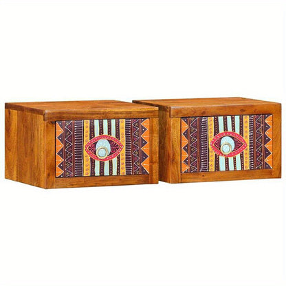 2-Tier Solid Acacia Wood Bedside Table with Removable Top - 35x30x22cm, 3.2 Cu Ft Storage, 27" Height, Multifunctional Design for Bedroom & Living Room, All-Season Use, Easy Assembly, No Power Needed, Bedroom Storage Solution