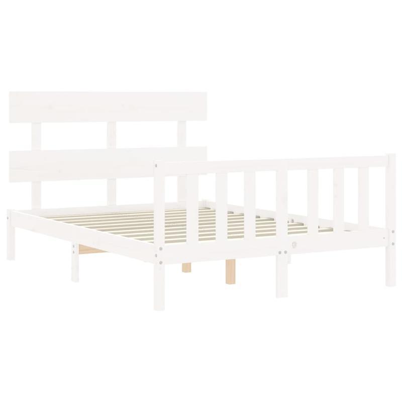 White Wooden Bed Frame 120x200cm - Contemporary Minimalist Design with Headboard, Easy Assembly, Durable & Removable, Perfect for Modern Bedroom Decor, Bedroom Furniture, Sleek Headboard, Sturdy Construction