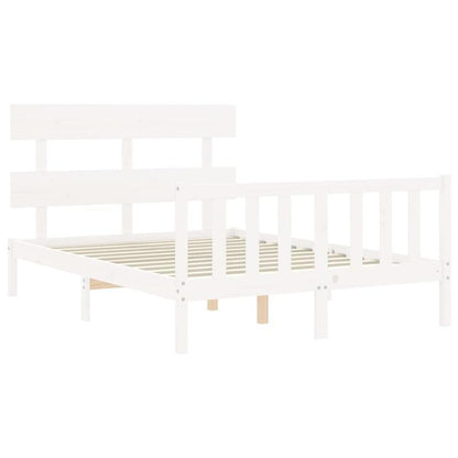 White Wooden Bed Frame 120x200cm - Contemporary Minimalist Design with Headboard, Easy Assembly, Durable & Removable, Perfect for Modern Bedroom Decor, Bedroom Furniture, Sleek Headboard, Sturdy Construction